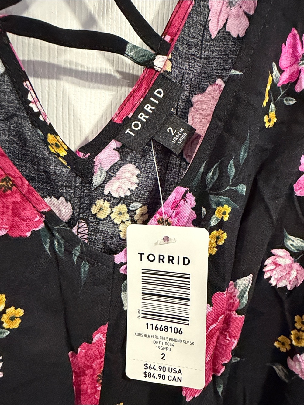 torrid Black Floral Midi Dress with Pink Rose Print - Picture 3 of 3